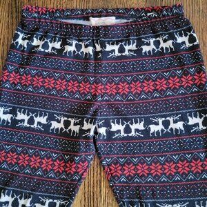 Pink Rose Holiday Tights Reindeer Print Leggings
